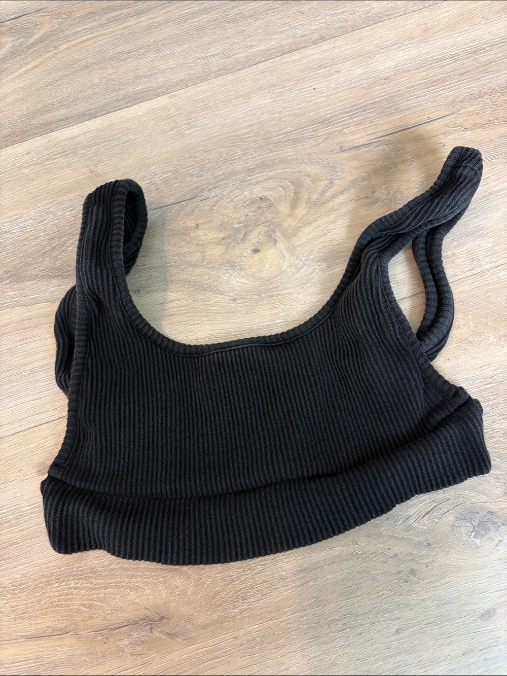 Ribbed Scoop Neck Bandeau - Black